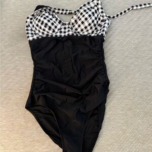 CUPSHE MEDIUM Black and White Checkered One Piece Swimsuit
